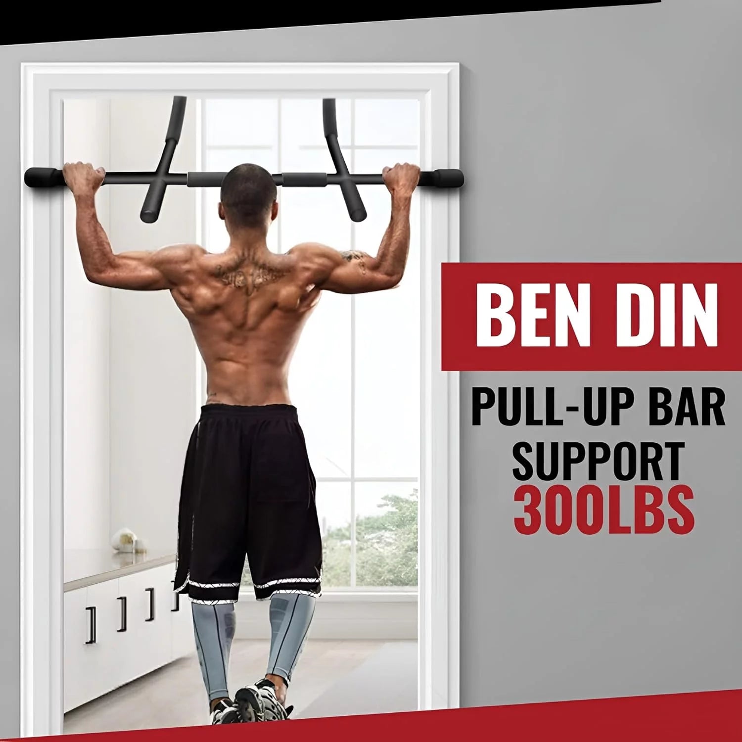 Versatile Black Doorway Pull-Up Bar - Ultimate Portable Fitness Solution